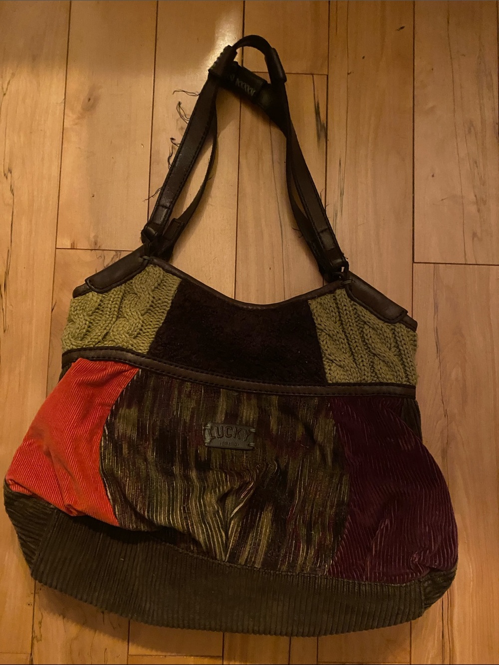 Lucky Brand Multicolor Patchwork Shoulder Bag - Olive, Red, Purple